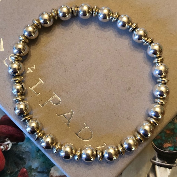 Rare Silpada Sterling Silver and Gold Plated Bead Stretch Bracelet B0778 - Picture 10 of 14